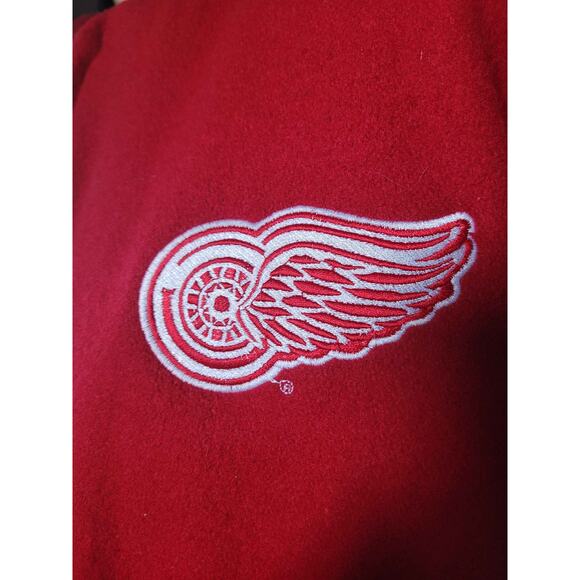 VTG 90s DELONG Detroit Red Wing NHL Quilted Varsity Jacket Wool Suede USA L MINT - Picture 9 of 14